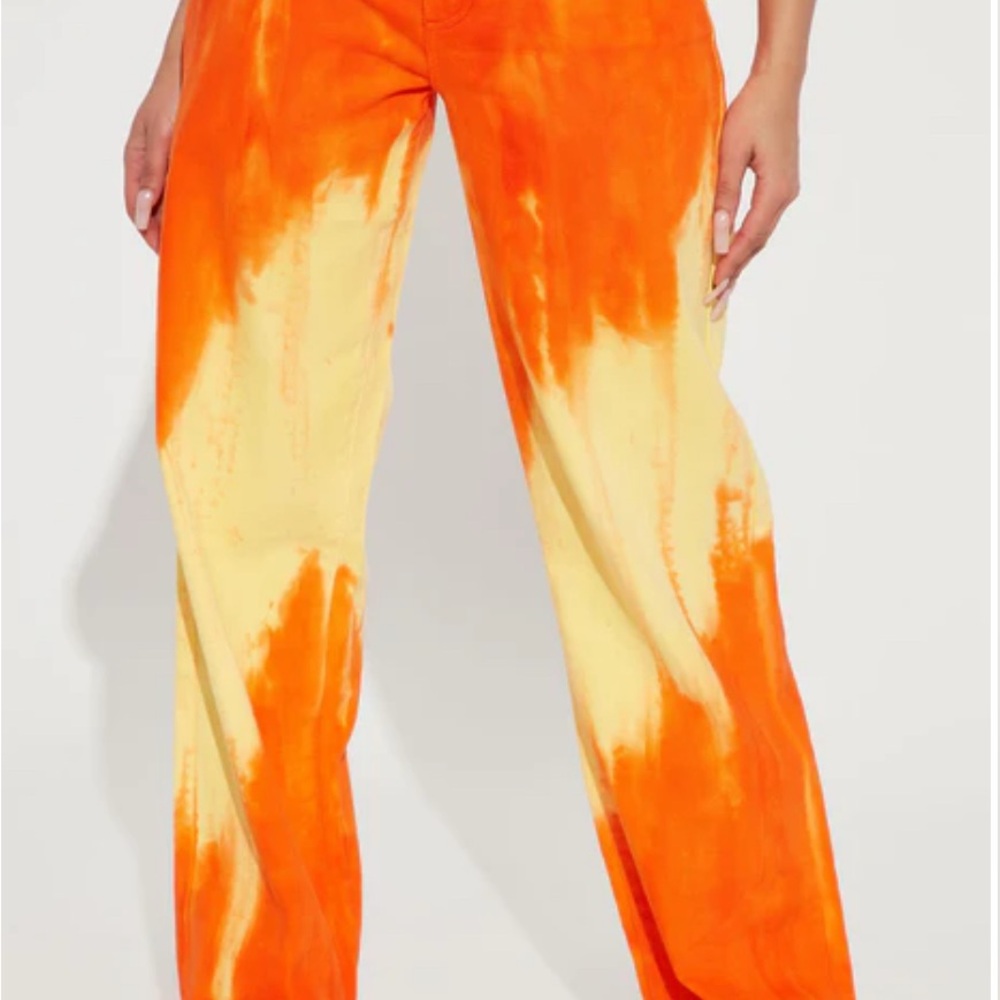Vibrant Orange and Yellow Tie-Dye Pants - Fashion Nova